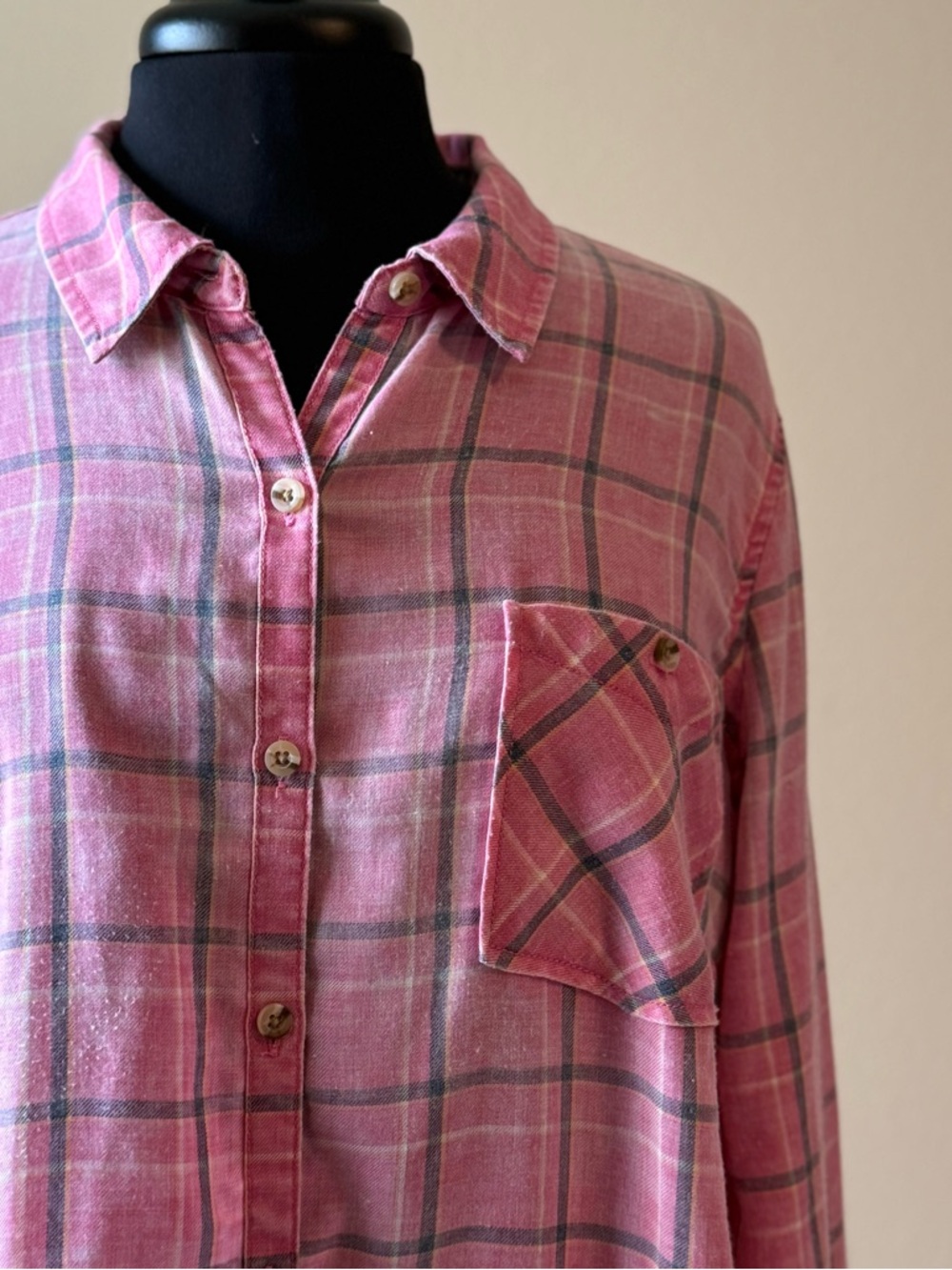 MAURICES Pink Plaid Button-Up Shirt Size XL - Picture 2 of 12